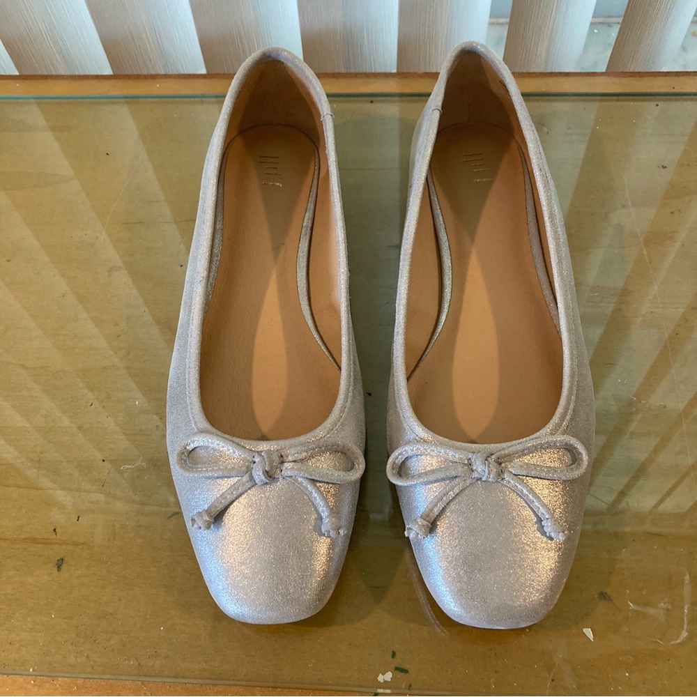 J.Jill Silver Leather Flats-9 1/2